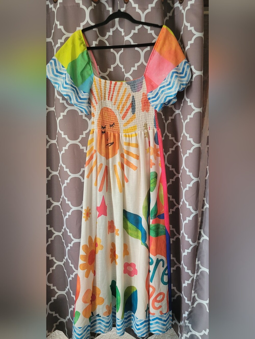 Womens XS/ S Multicolor Sunprint Maxi Dress -Perfect For Vacation/Pride Events